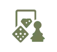 hobby-room - All Seasons Steel Buildings Icon showing a playing card, a die, and a chess pawn.