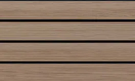Close-up of horizontal wooden slats with narrow gaps for a panel or wall surface.
