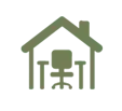 home-office - All Seasons Steel Buildings House icon with a person and two children inside, symbolizing a family home or home care