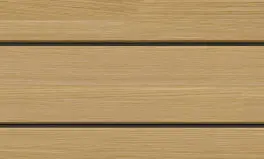 Close-up of horizontal wooden deck boards with narrow gaps.